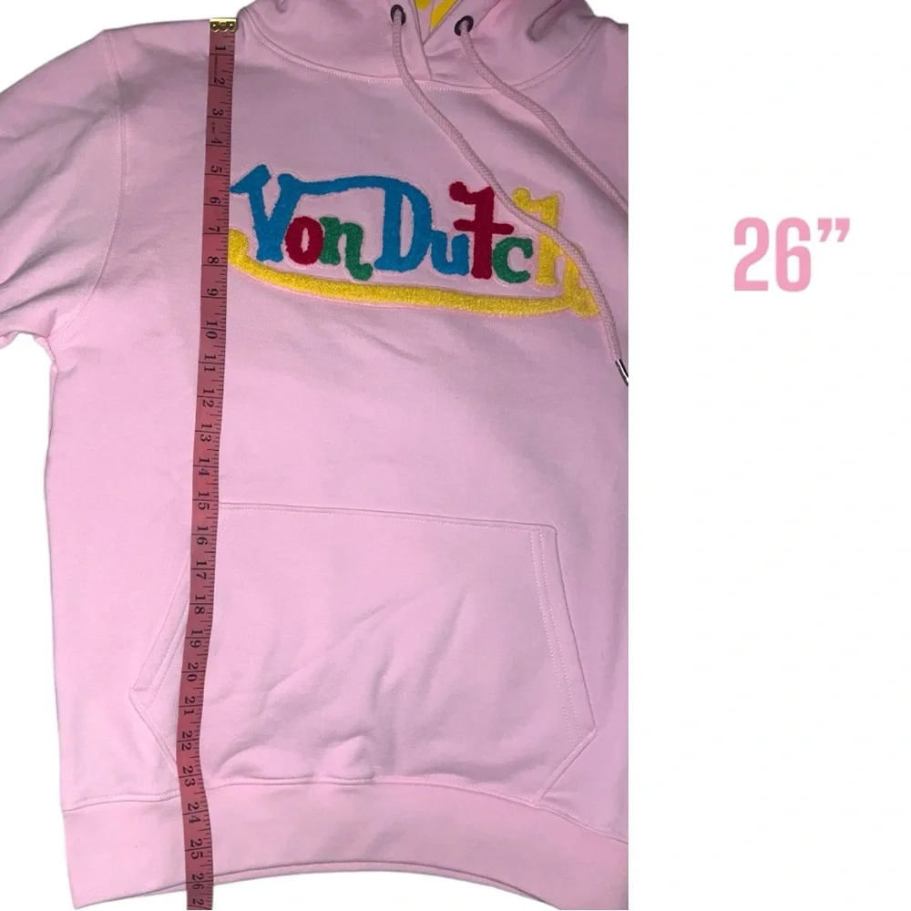 Von Dutch Unisex Pink Polka Dot Felt Embroidery Hoodie/Sweatshirt | NEW/NWOT!!🩷 - Picture 5 of 9